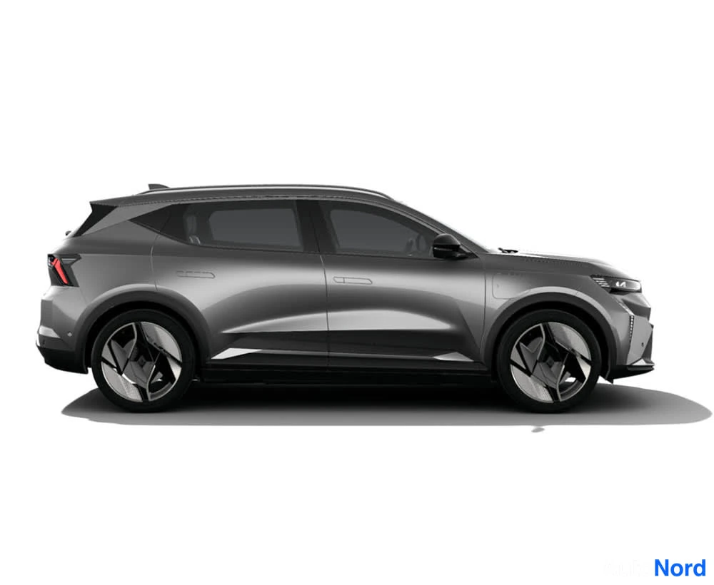Punainen Renault Scenic E-Tech electric 2026, etuviisto, keula oikealle, kuva 4
