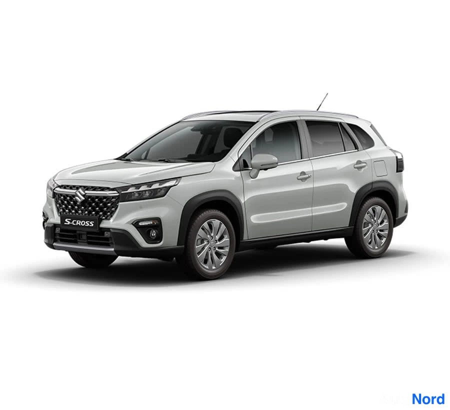 Valkoinen Suzuki S-Cross 2026, etuviisto, keula vasemmalle, kuva 8
