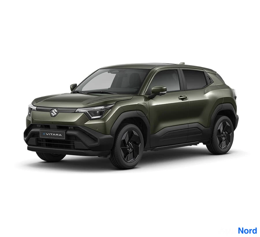 Vihreä Suzuki e VITARA 2026, etuviisto, keula vasemmalle, kuva 6