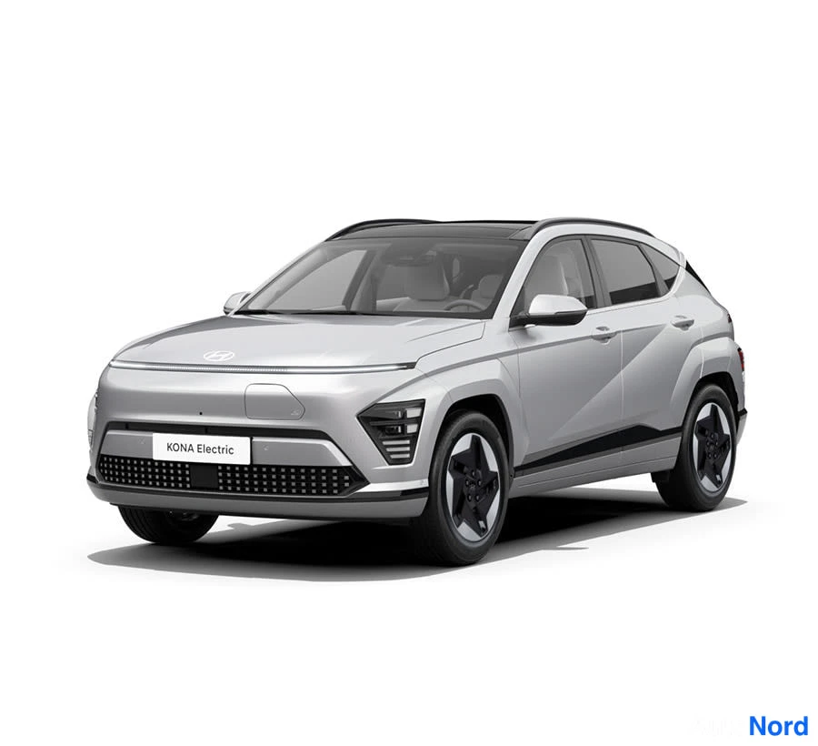 Punainen Hyundai KONA Electric 2026, etuviisto, keula vasemmalle, kuva 4