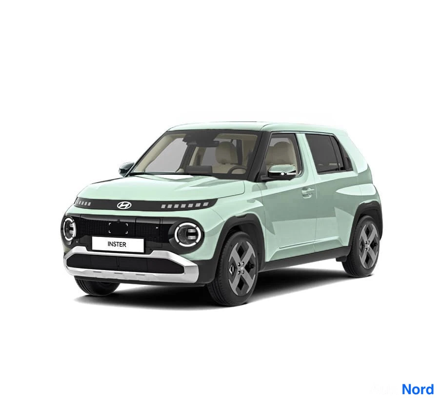 Vihreä Hyundai Inster 2026, etuviisto, keula vasemmalle, kuva 7