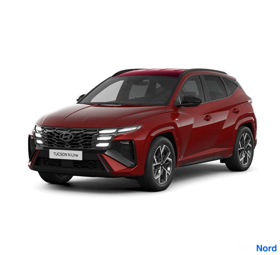 Valkoinen Hyundai Tucson 2026, etuviisto, keula vasemmalle, kuva 2