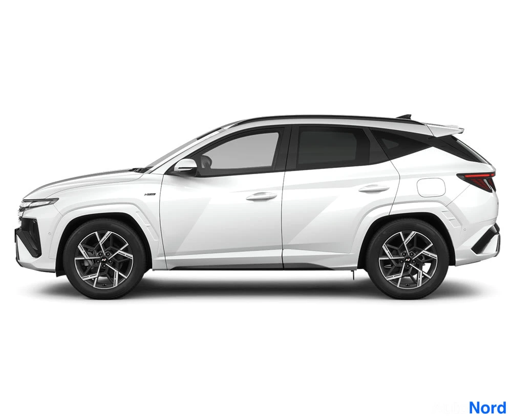 Valkoinen Hyundai Tucson 2026, etuviisto, keula vasemmalle, kuva 5