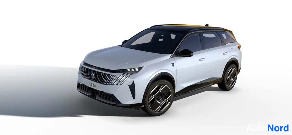 Sininen Peugeot E-5008 2026, etuviisto, keula vasemmalle, kuva 5