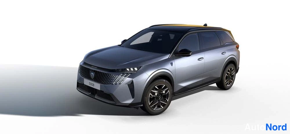 Harmaa Peugeot 5008 2026, etuviisto, keula vasemmalle, kuva 6