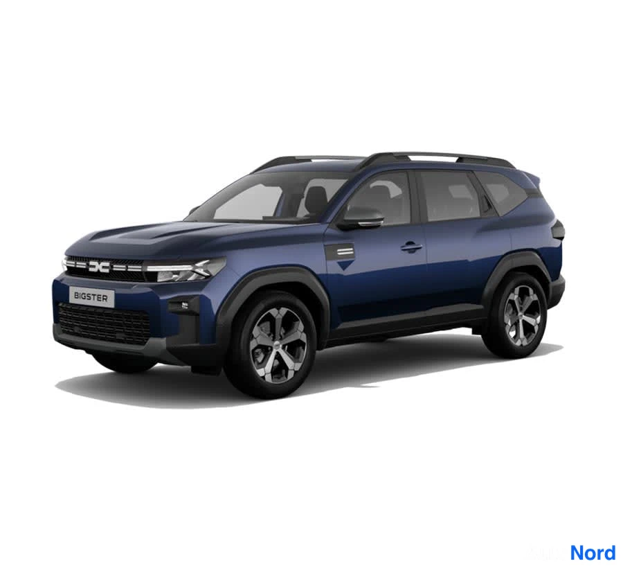 Sininen Dacia Bigster 2026, etuviisto, keula vasemmalle, kuva 2