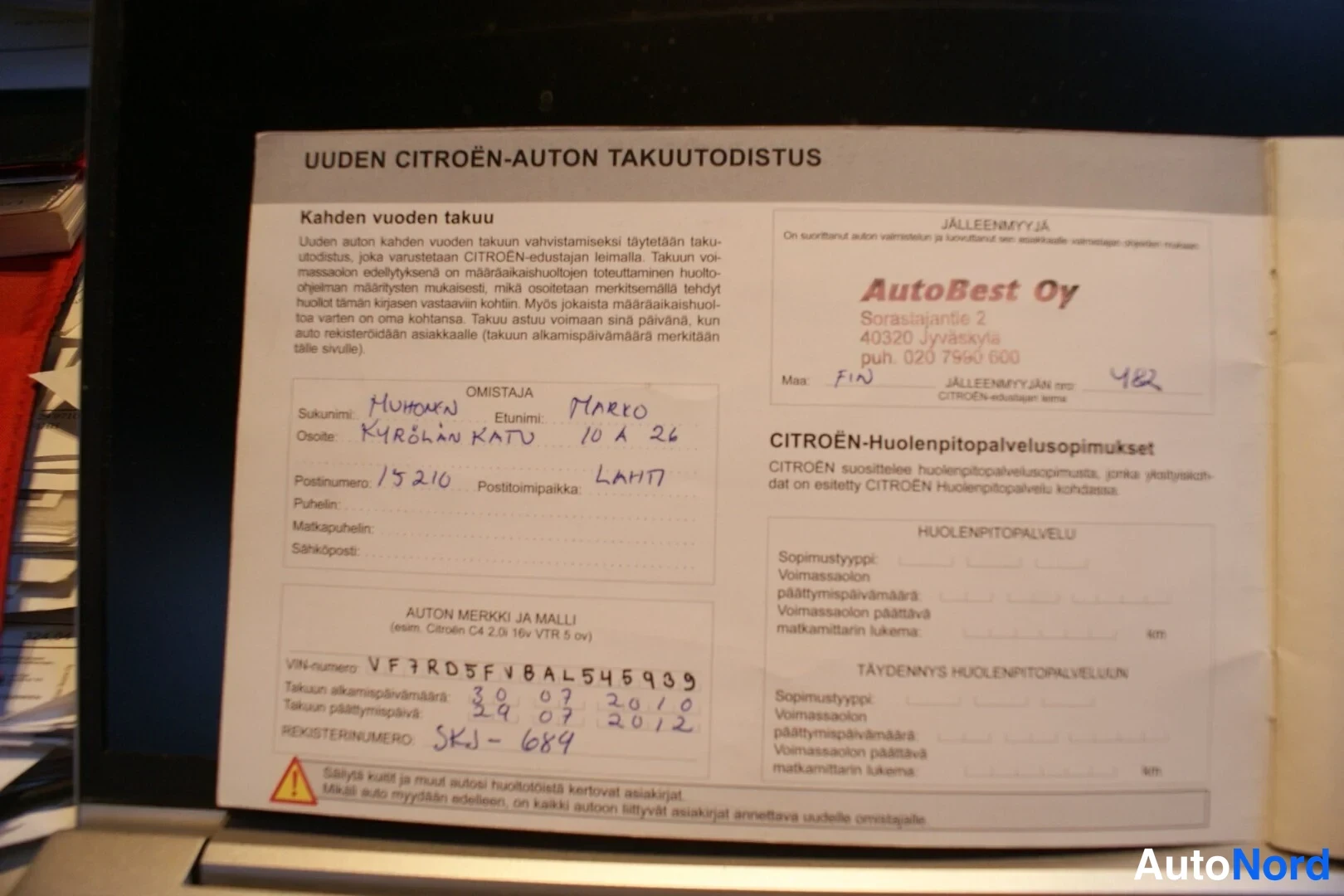 Sininen Citroen C5 2010, asiakirja, kuva 11