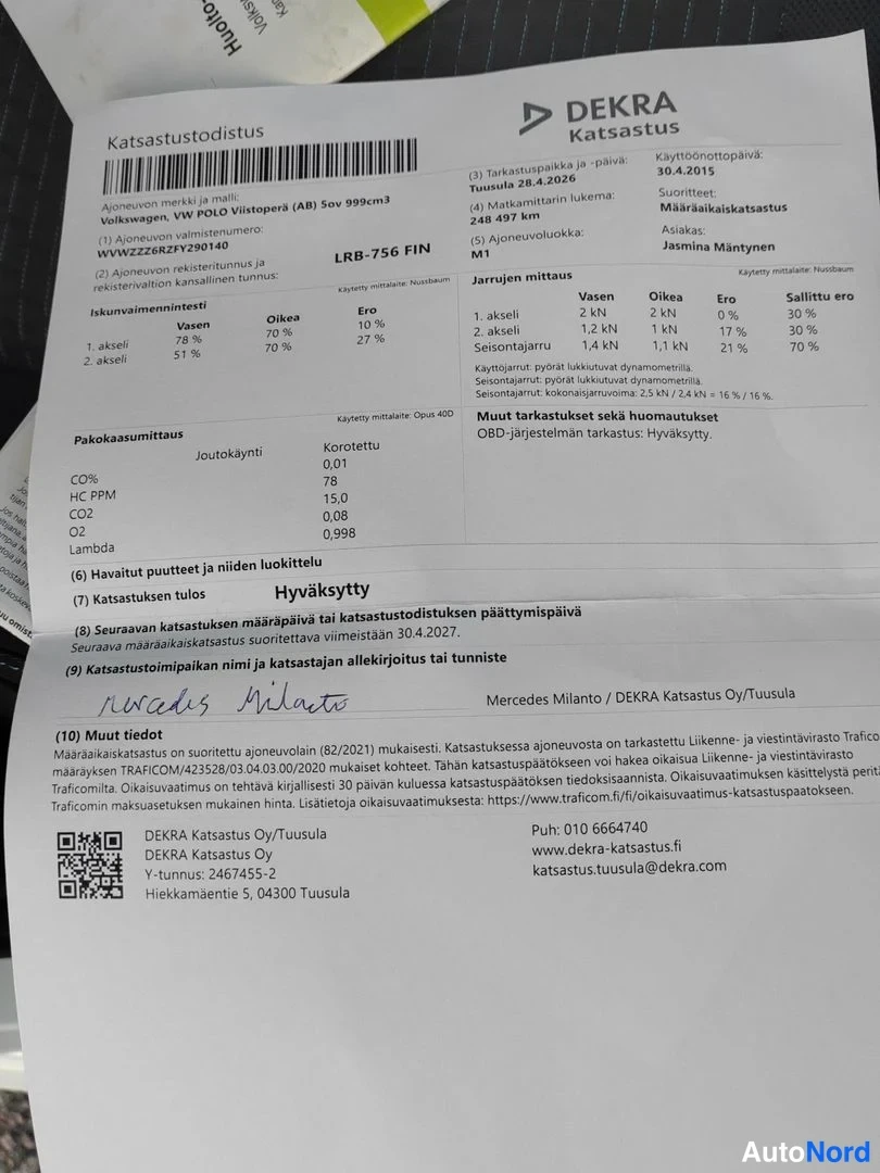 White Volkswagen Polo 2015, document, photo 11