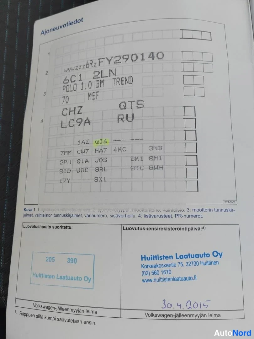 White Volkswagen Polo 2015, document, photo 21