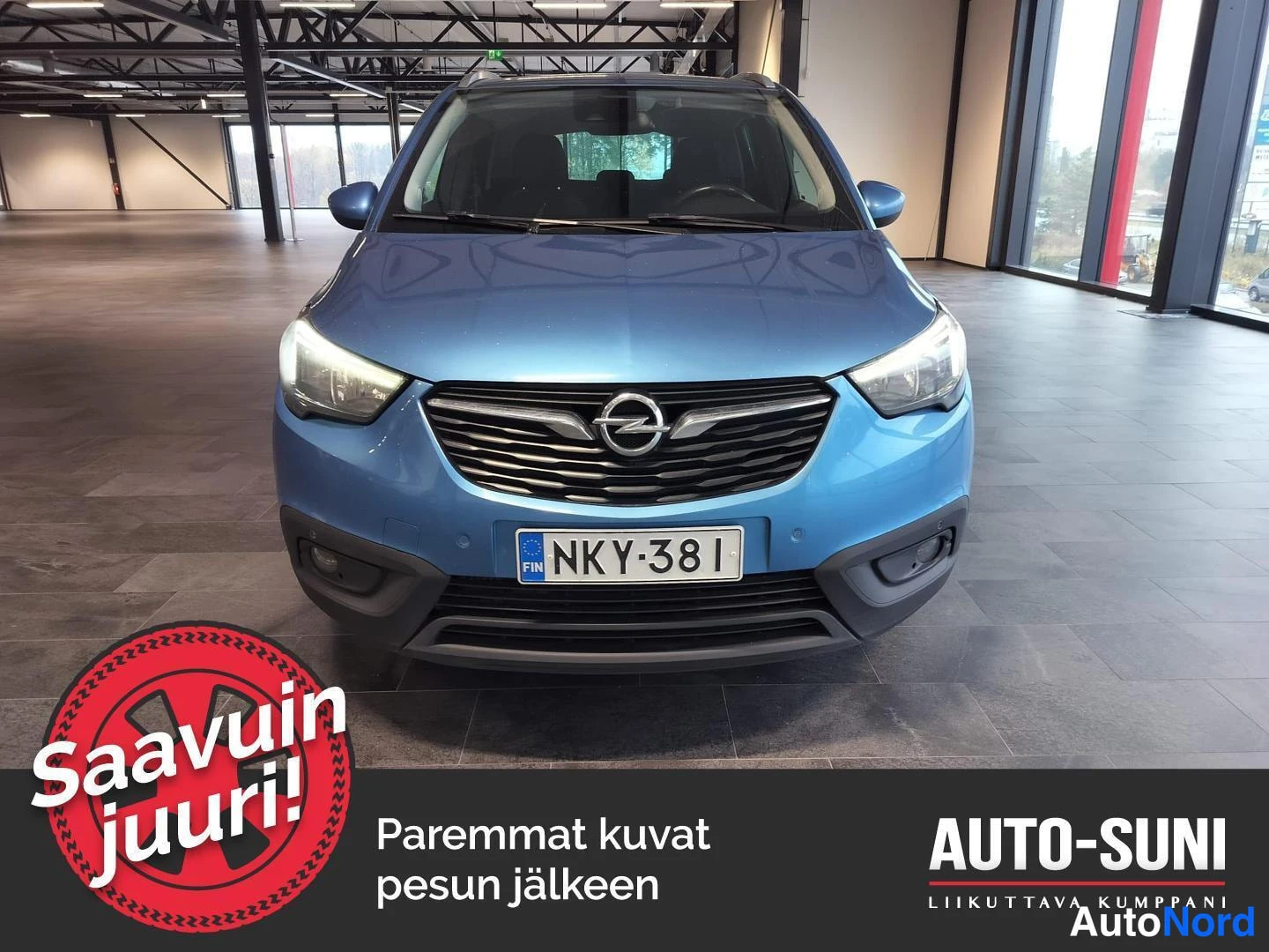 Sininen Opel Crossland X 2017, edestä, kuva 3