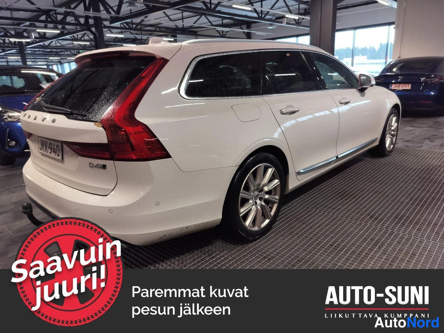 Valkoinen Volvo V90 2017, takaviisto, kuva 5