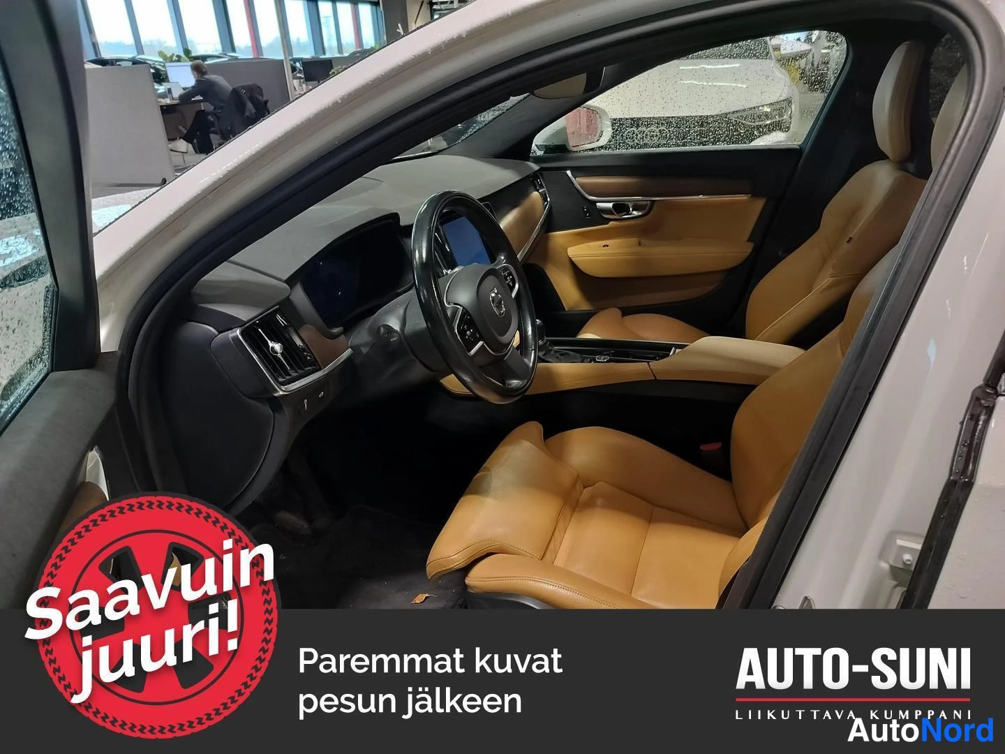 Valkoinen Volvo V90 2017, ohjaamo, kuva 6