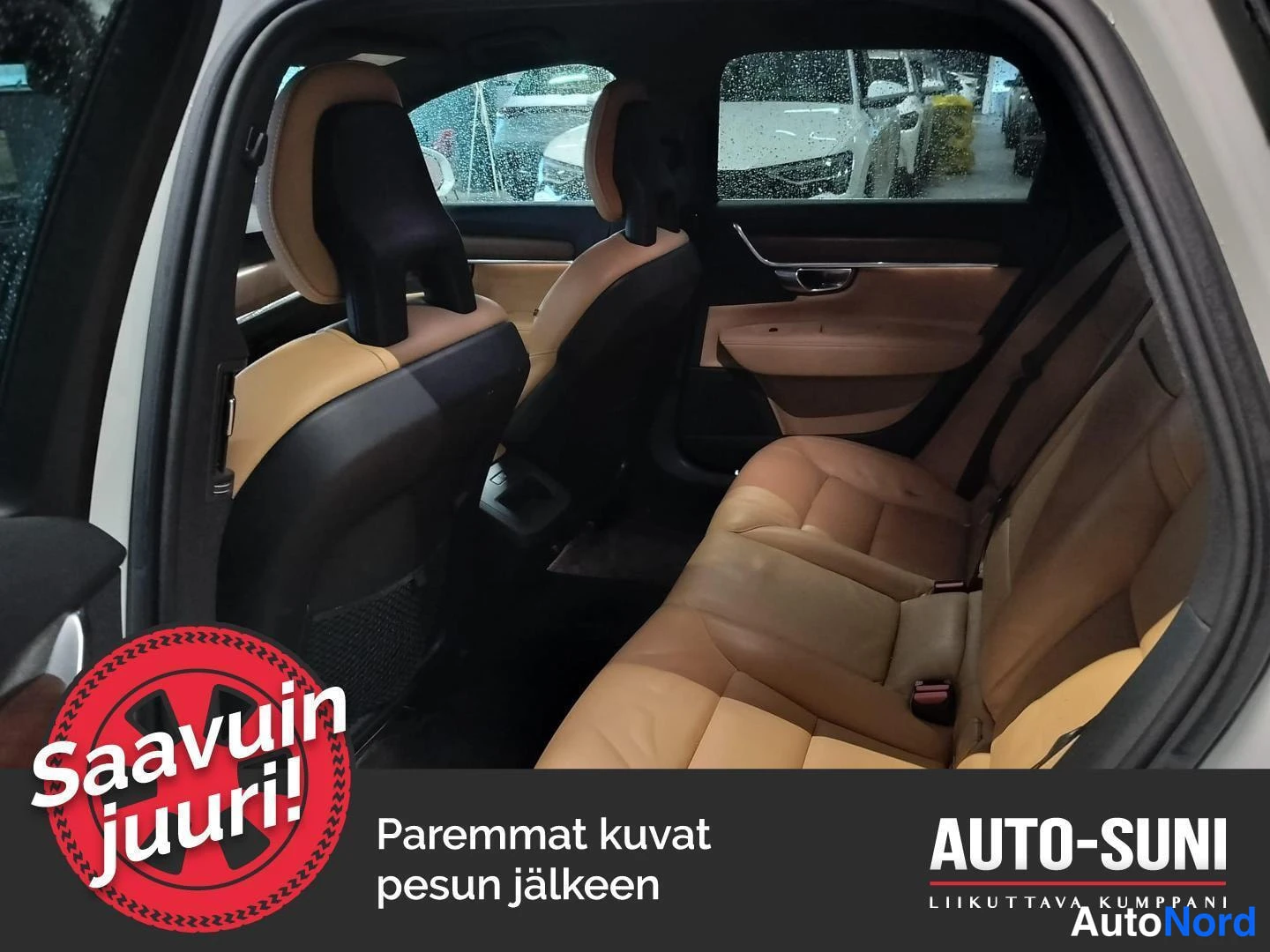 Valkoinen Volvo V90 2017, takaistuimet, kuva 7