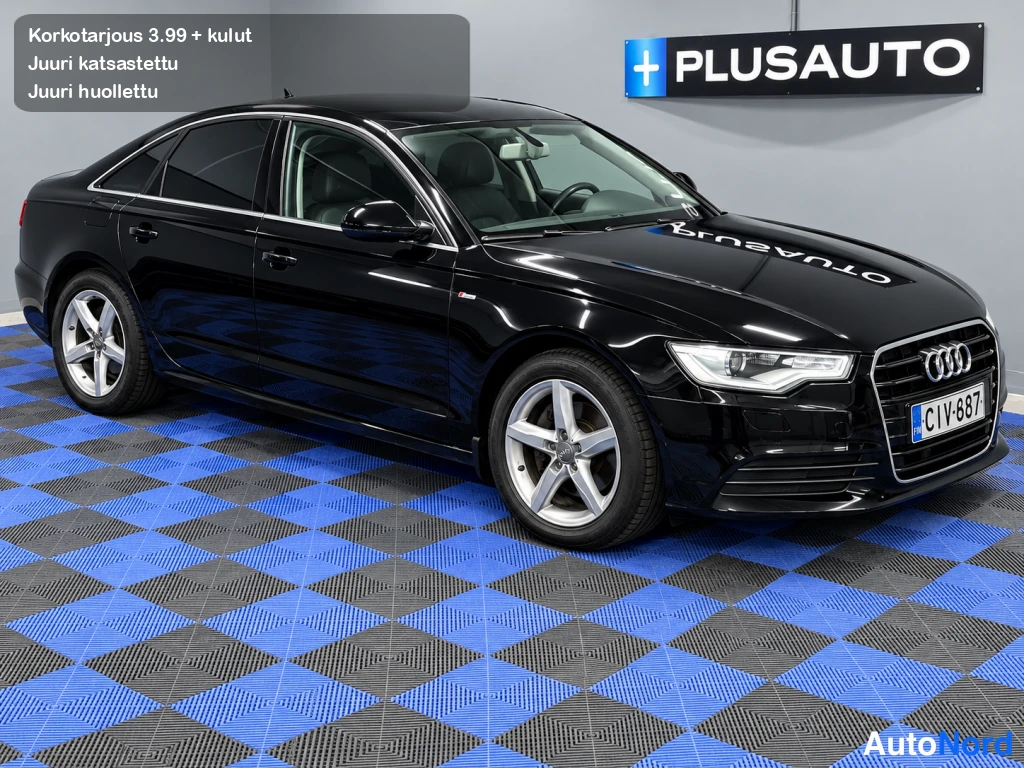 Musta Audi A6 2012, etuviisto, keula oikealle, kuva 2