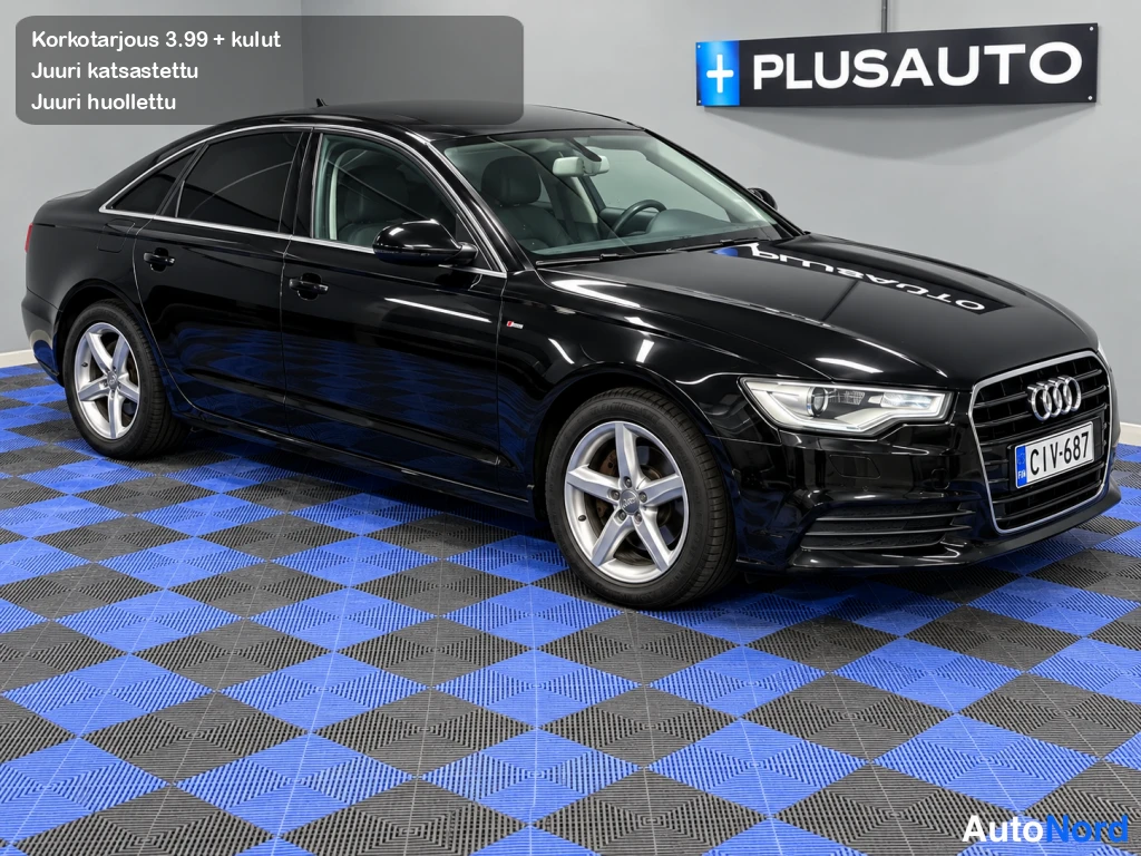 Musta Audi A6 2012, etuviisto, keula oikealle, kuva 3