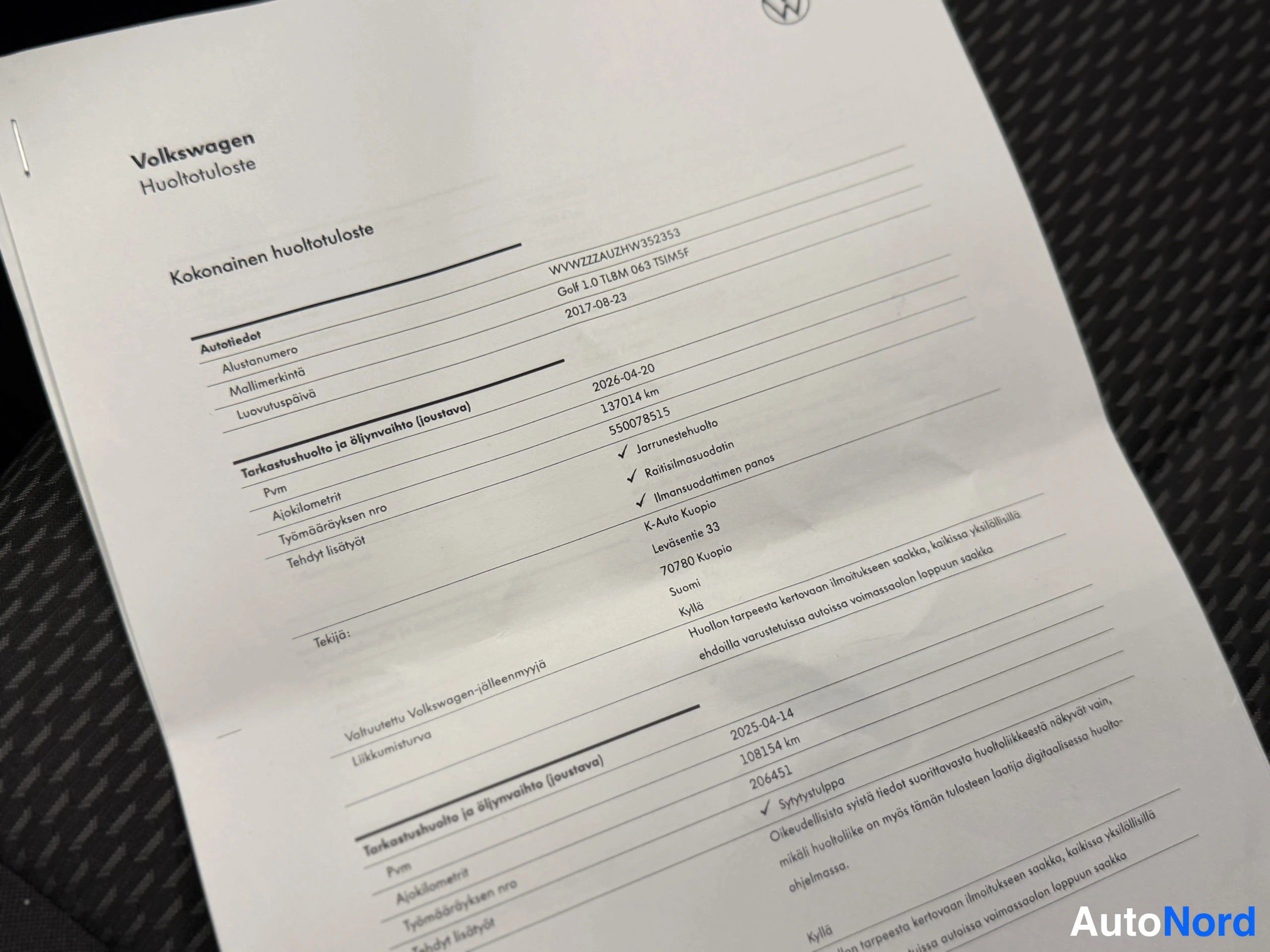Musta Volkswagen Golf Trendline 2017, asiakirja, kuva 36