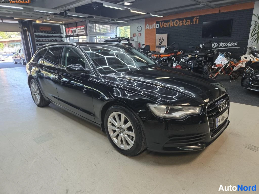 Musta Audi A6 Avant 2013, etuviisto, keula oikealle, kuva 2