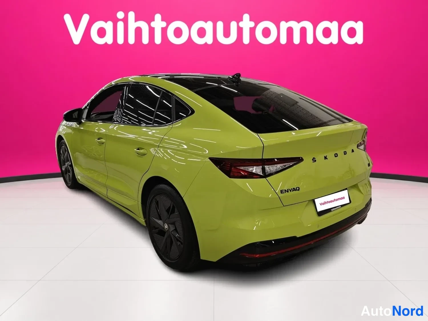 Green Skoda Enyaq Coupe 2023, rear three-quarter, photo 3