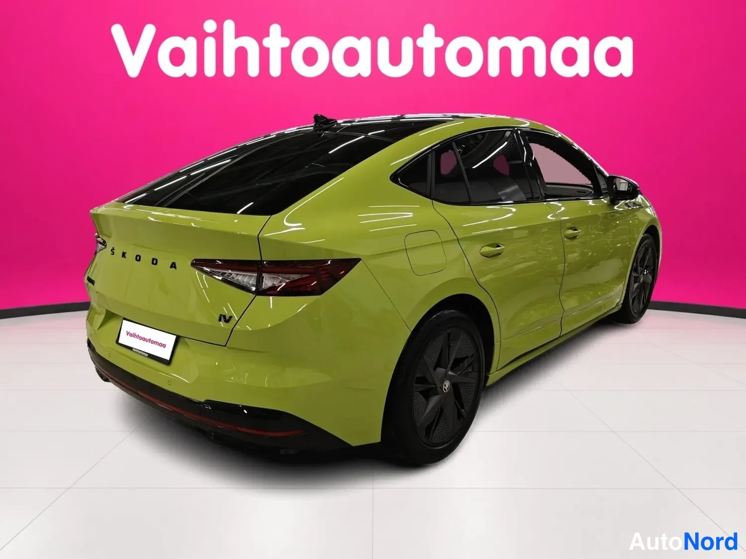 Green Skoda Enyaq Coupe 2023, rear three-quarter, photo 4