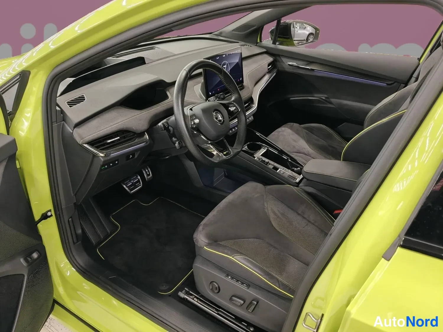 Green Skoda Enyaq Coupe 2023, cockpit, photo 5