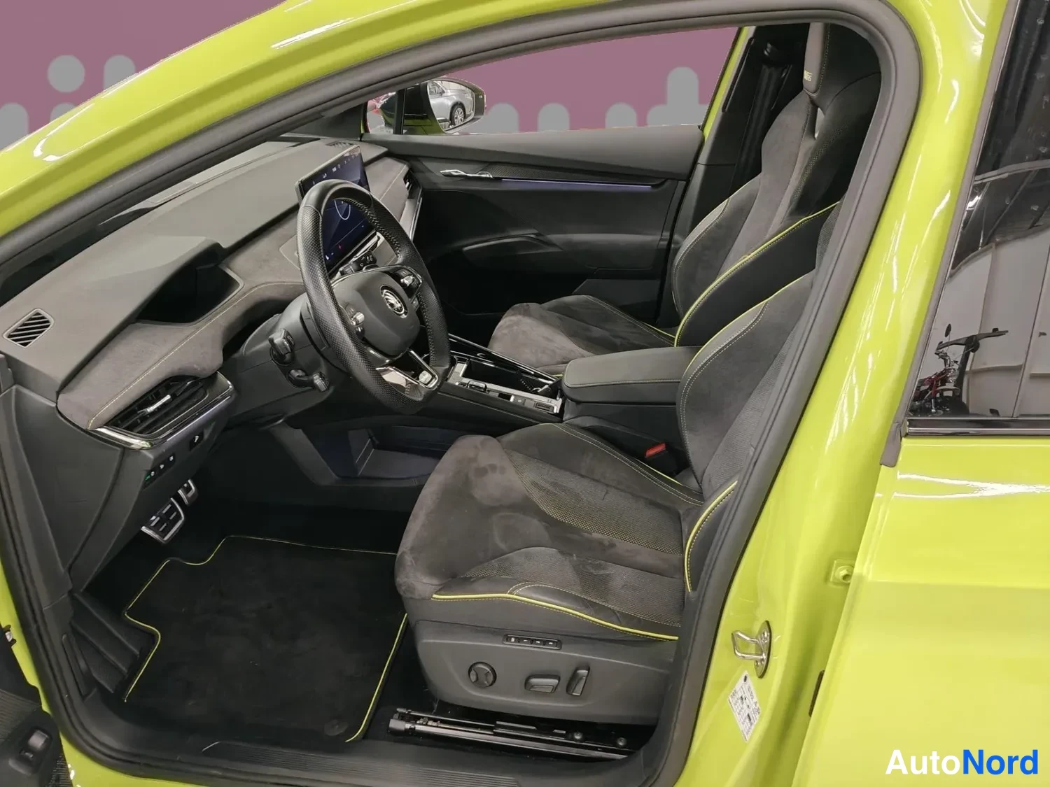 Green Skoda Enyaq Coupe 2023, cockpit, photo 6