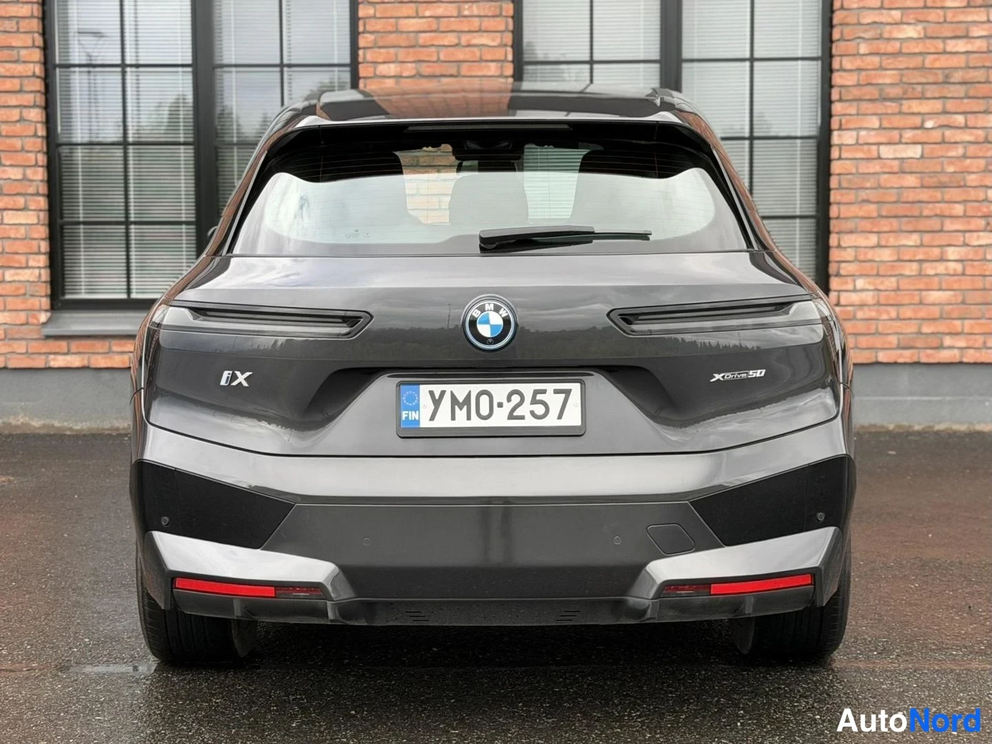 Grey BMW iX xDrive50 2023, rear, photo 12