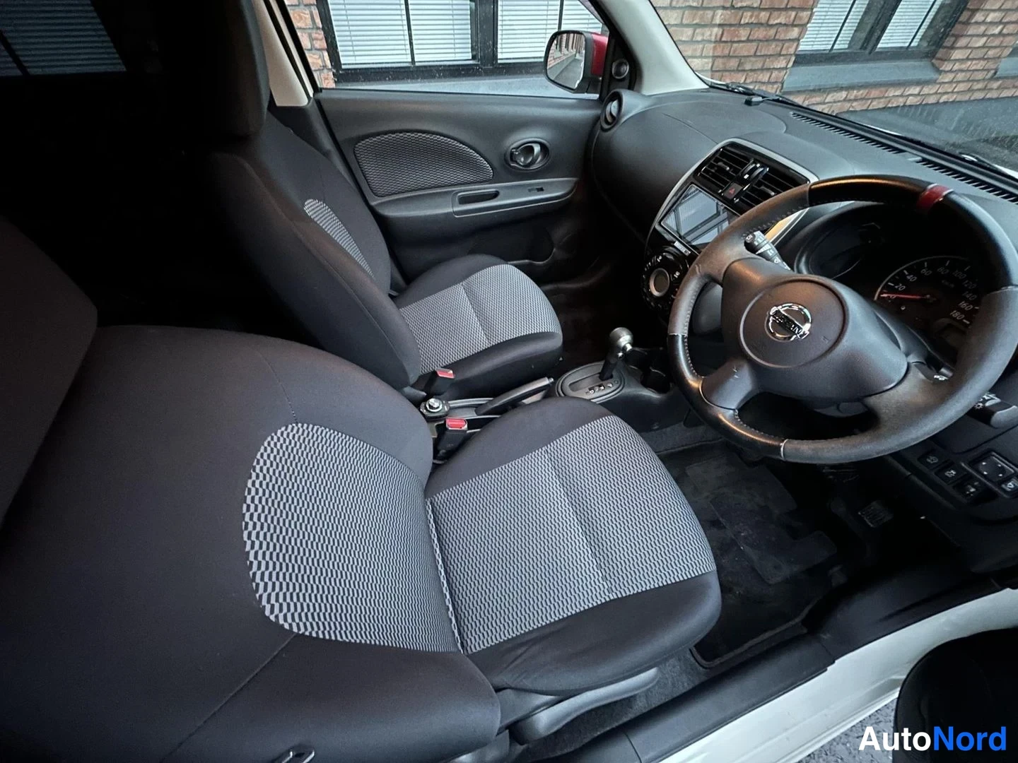 White Nissan Micra 2015, front seats, photo 15