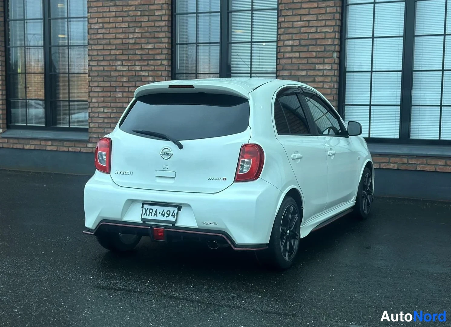 White Nissan Micra 2015, rear three-quarter, photo 10