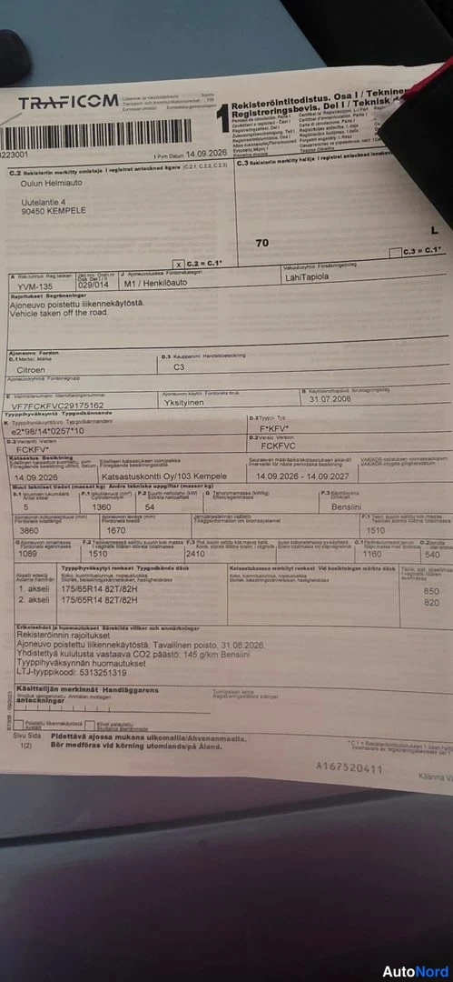 Blue Citroen C3 2008, document, photo 23