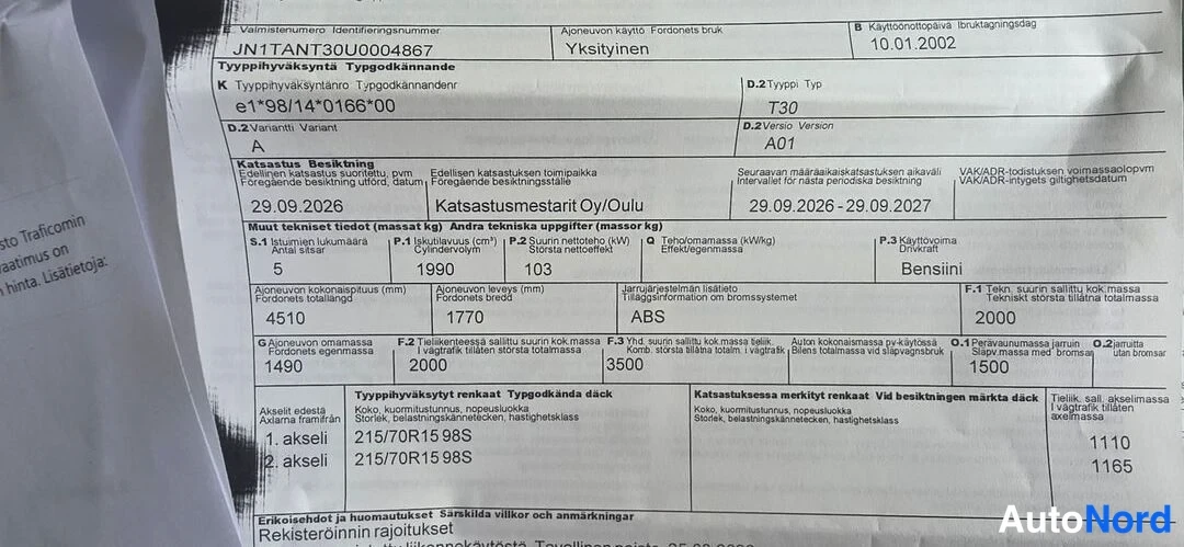Green Nissan X-Trail 2002, document, photo 21