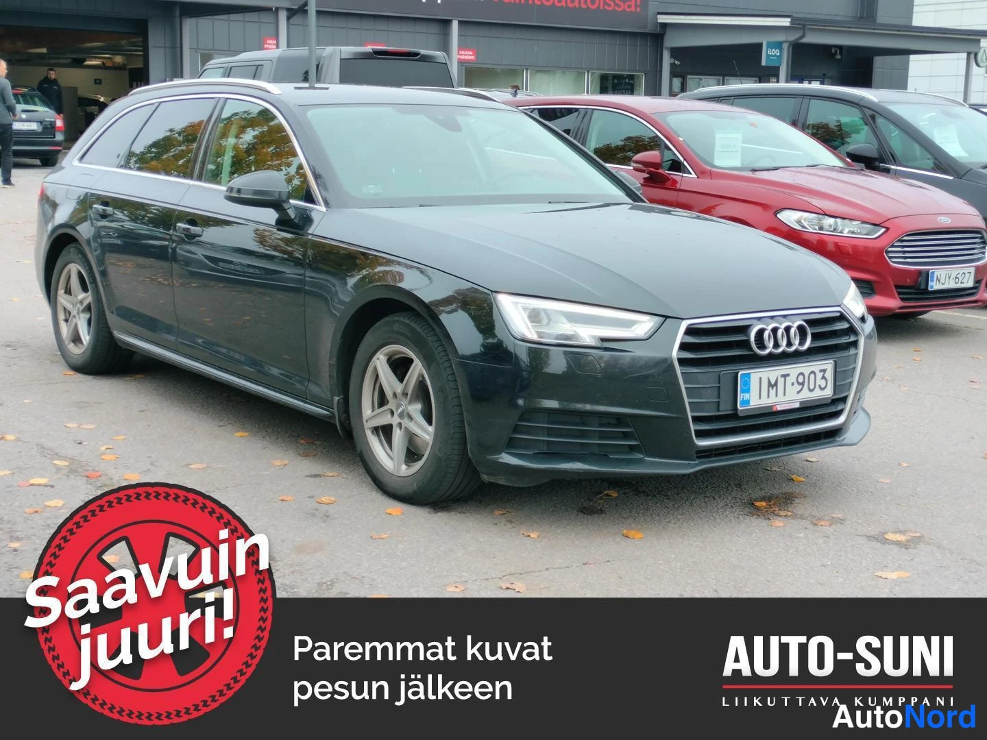 Harmaa Audi A4 2018, etuviisto, keula oikealle, kuva 2
