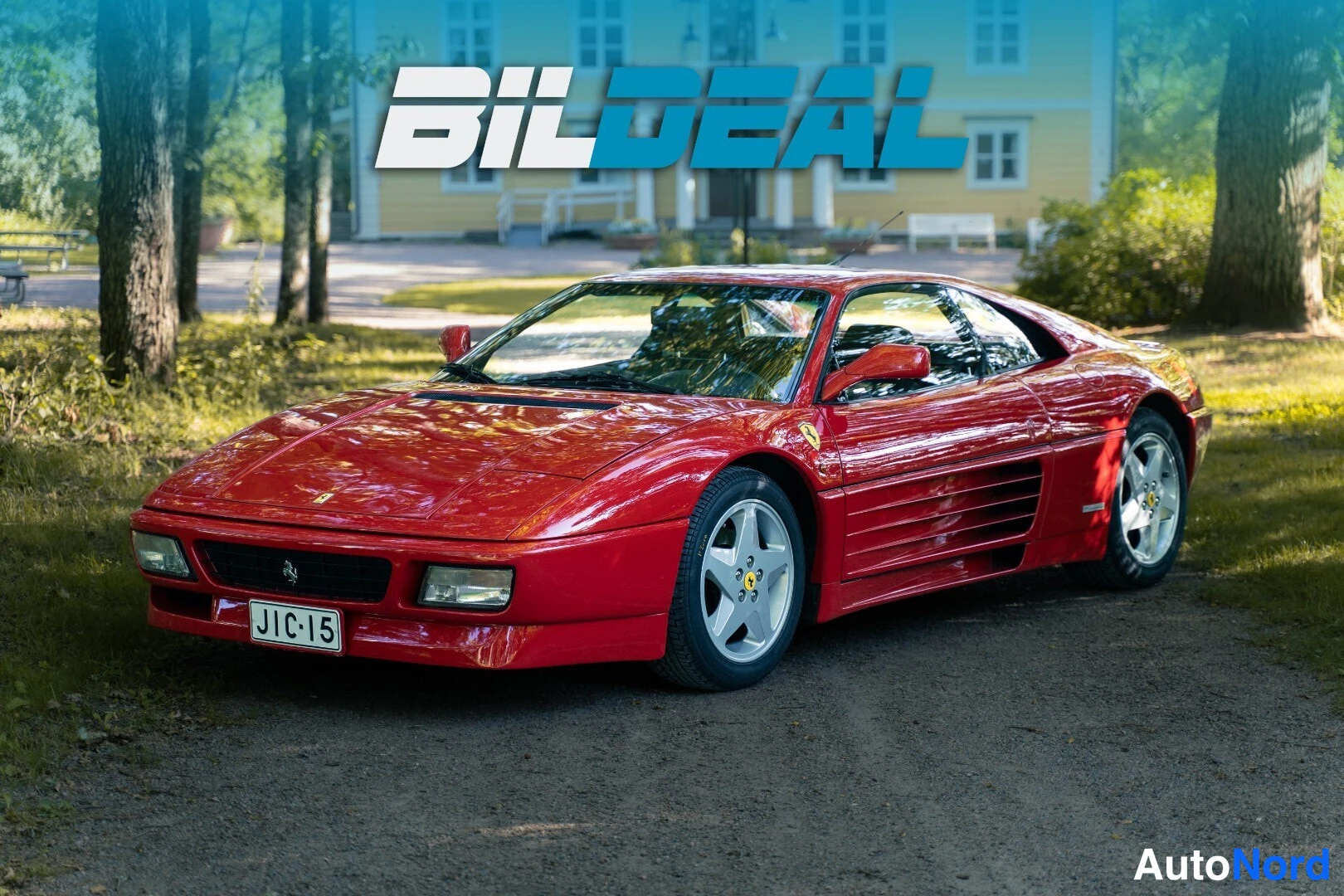 Red Ferrari 348 1991, front three-quarter, nose to the left, photo 2