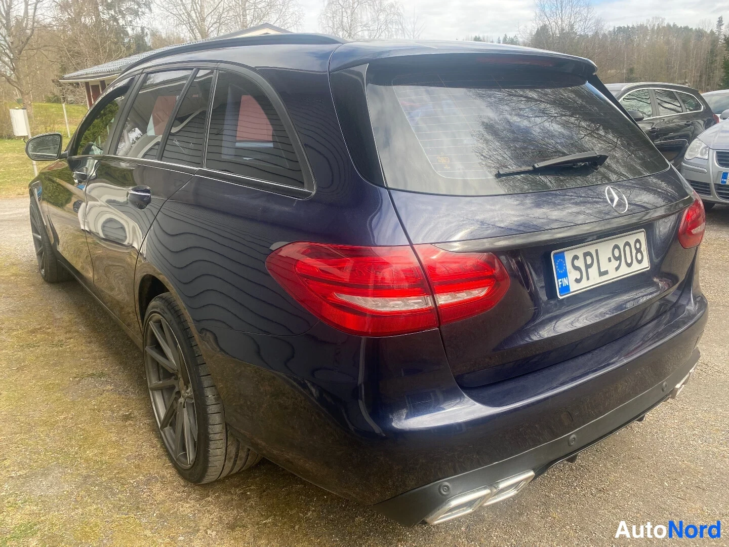 Blue Mercedes-Benz C 200 BlueTEC 2015, rear three-quarter, photo 3