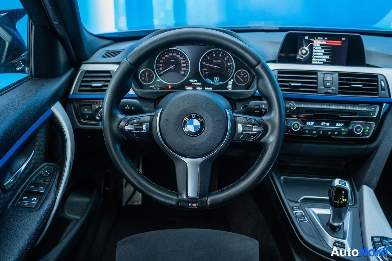 Grey BMW 330e 2017, cockpit, photo 10