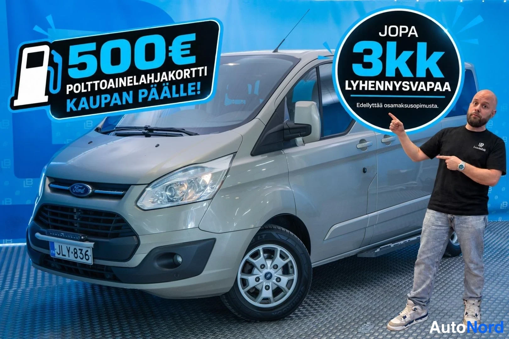 Grey Ford Tourneo Custom 2014, front three-quarter, nose to the left, photo 2