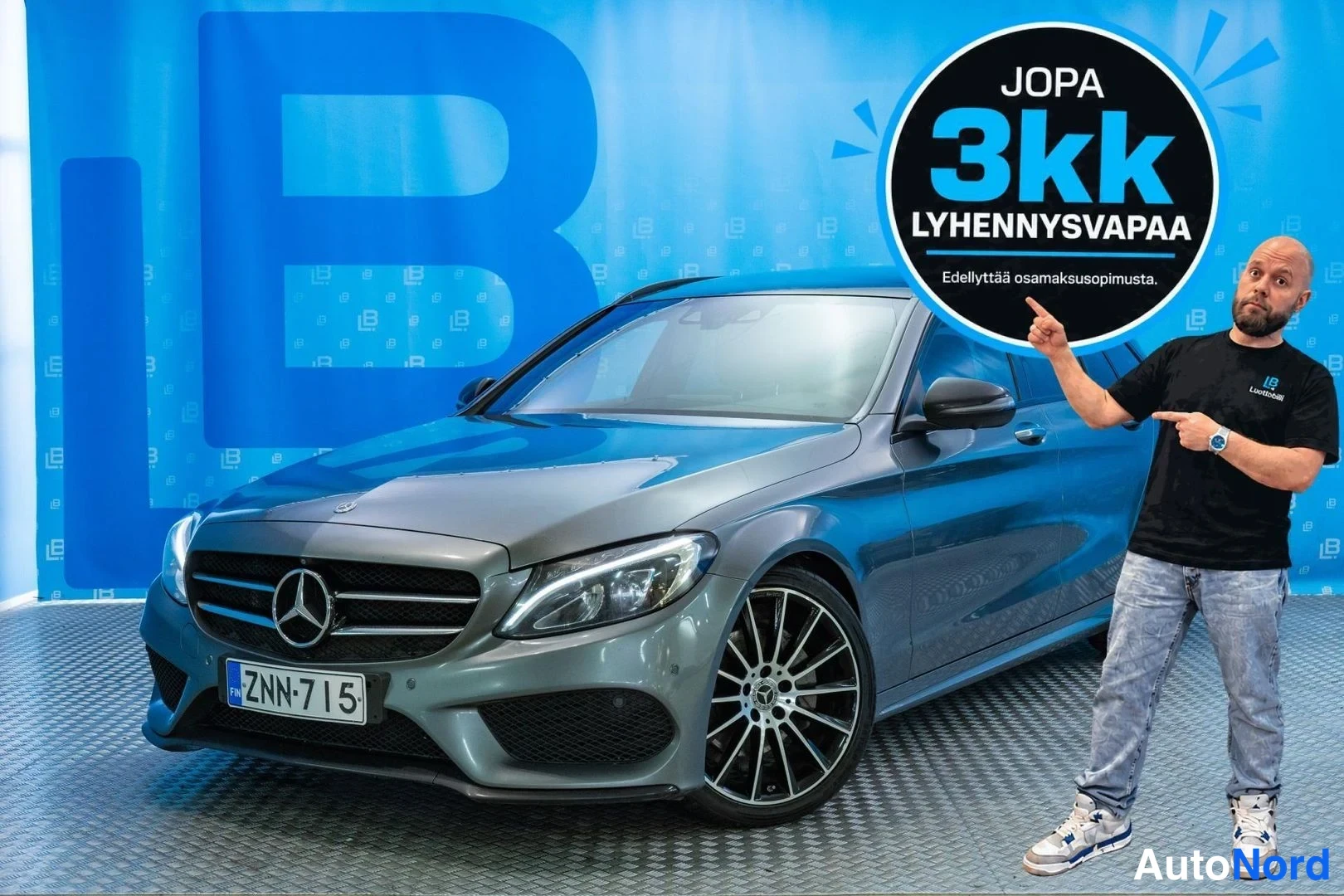Grey Mercedes-Benz C 220 d 4MATIC 2017, front three-quarter, nose to the left, photo 2