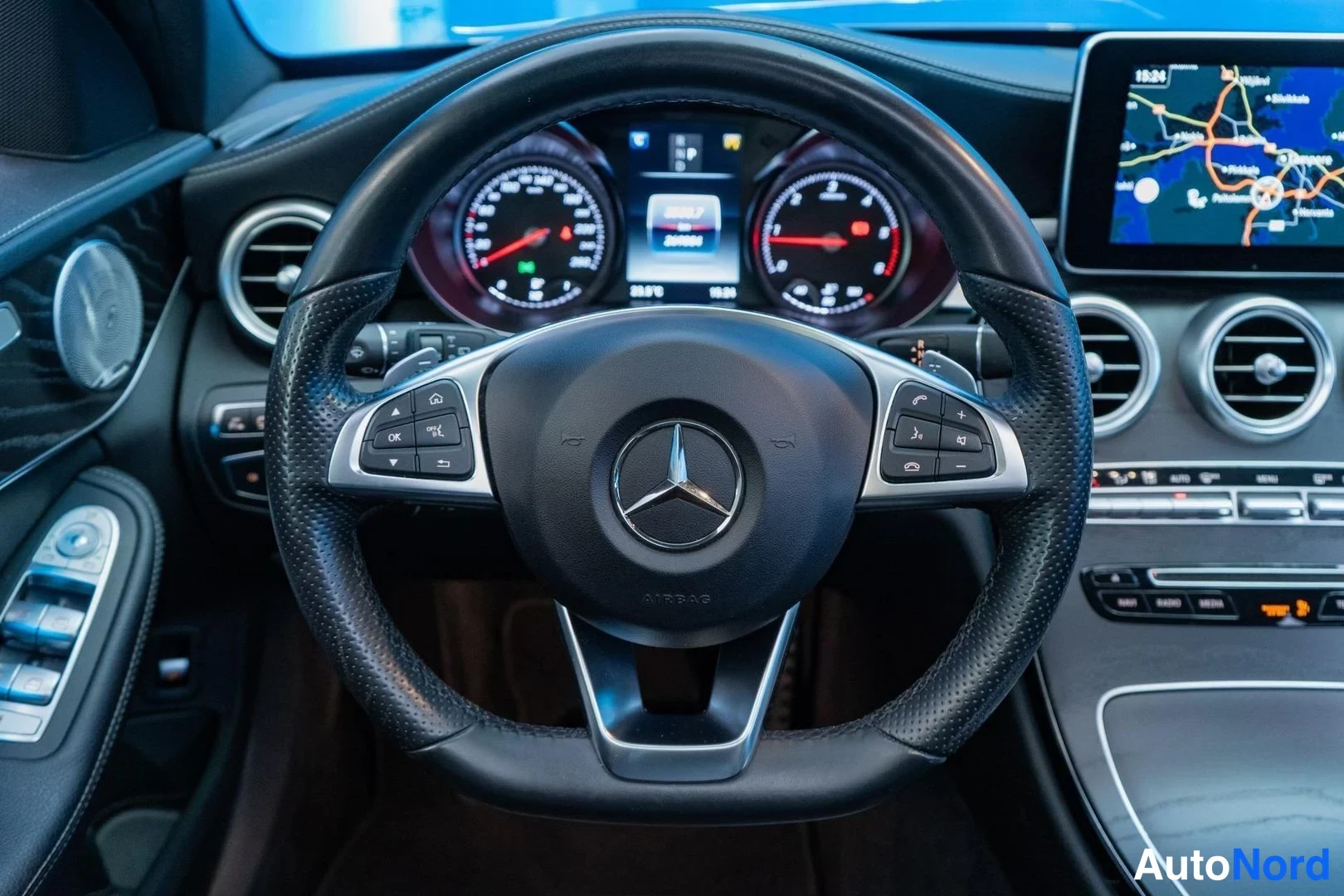 Grey Mercedes-Benz C 220 d 4MATIC 2017, cockpit, photo 10