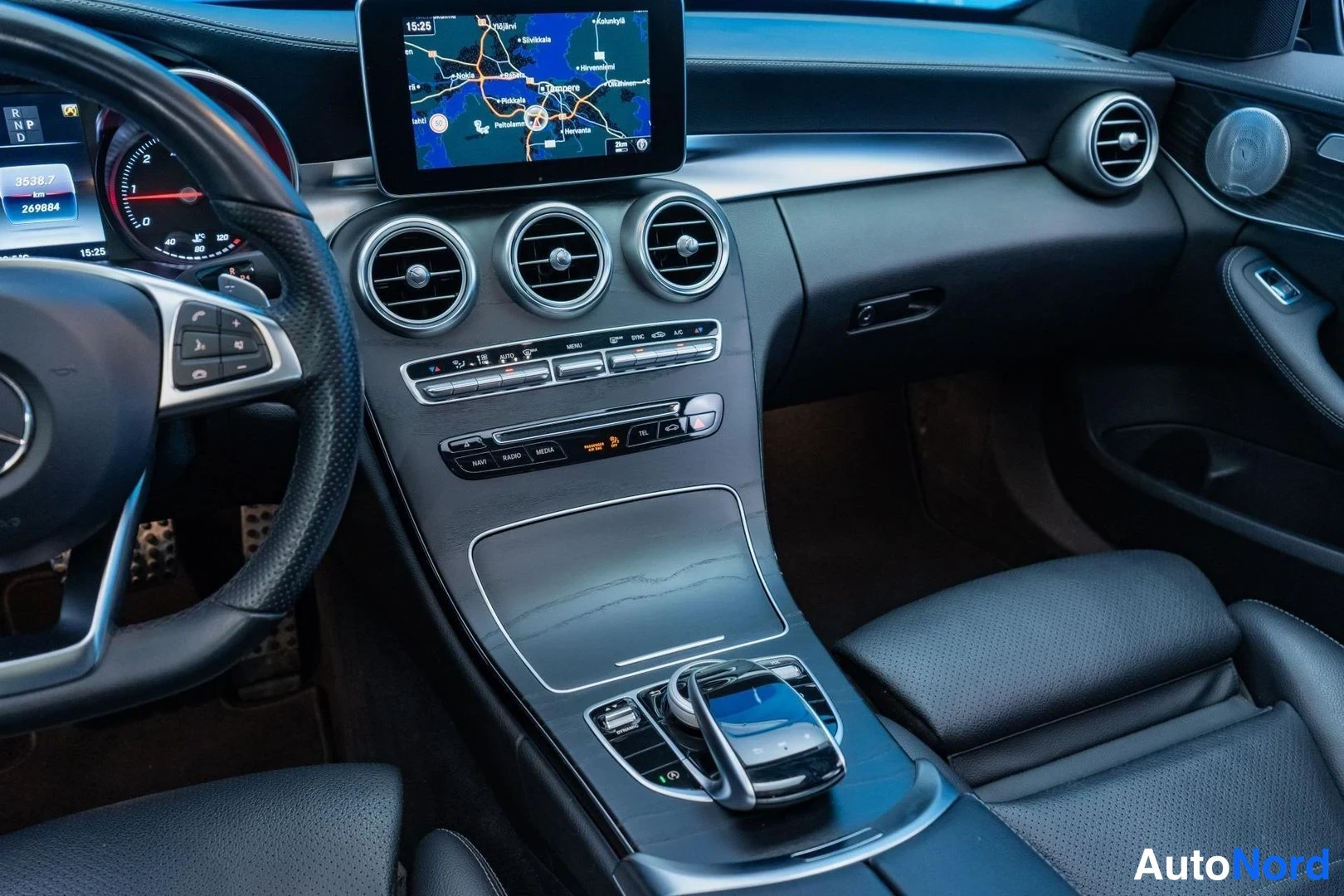 Grey Mercedes-Benz C 220 d 4MATIC 2017, cockpit, photo 11