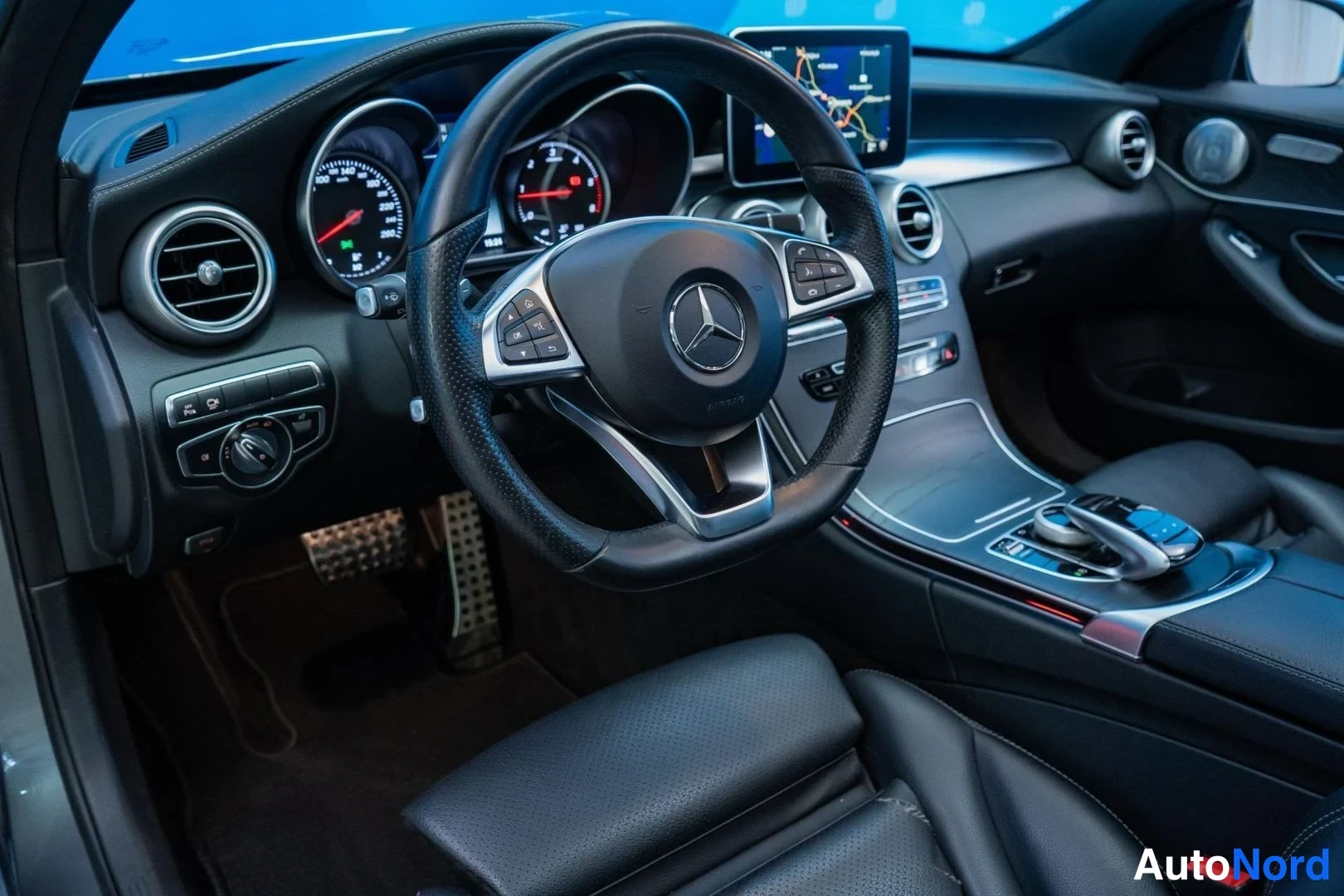Grey Mercedes-Benz C 220 d 4MATIC 2017, cockpit, photo 8