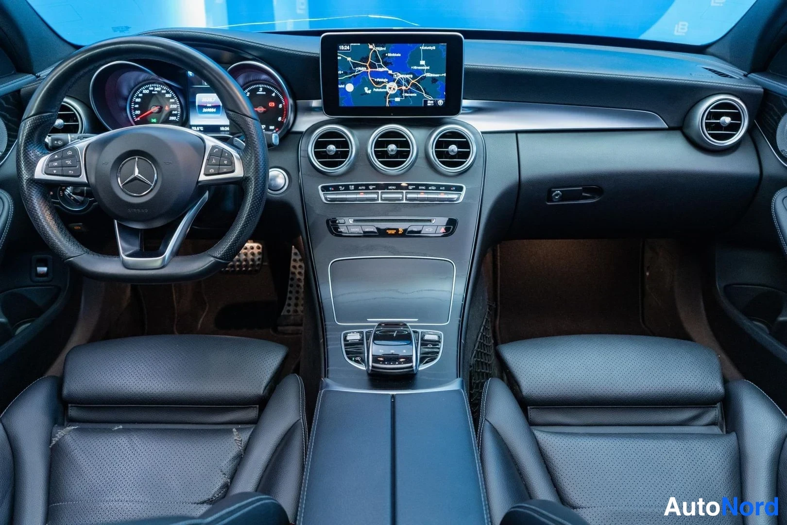 Grey Mercedes-Benz C 220 d 4MATIC 2017, cockpit, photo 9