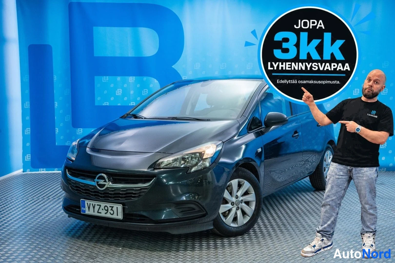 Green Opel Corsa 2016, front three-quarter, nose to the left, photo 2