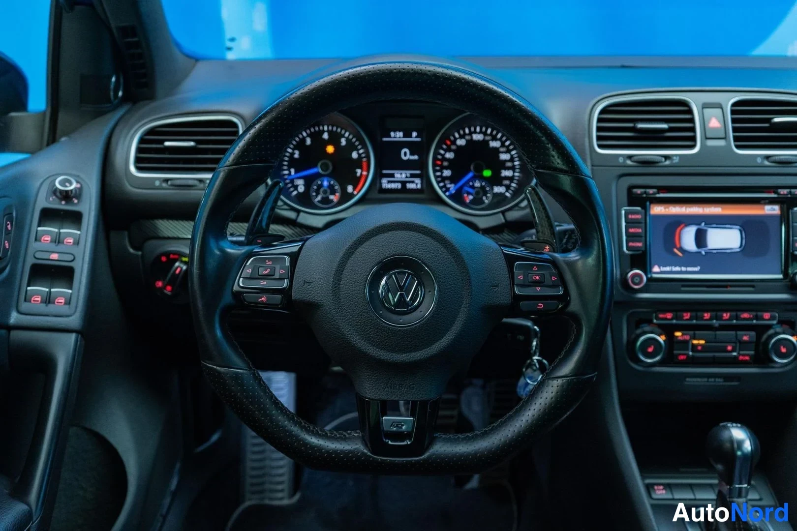Blue Volkswagen Golf R 2010, cockpit, photo 8