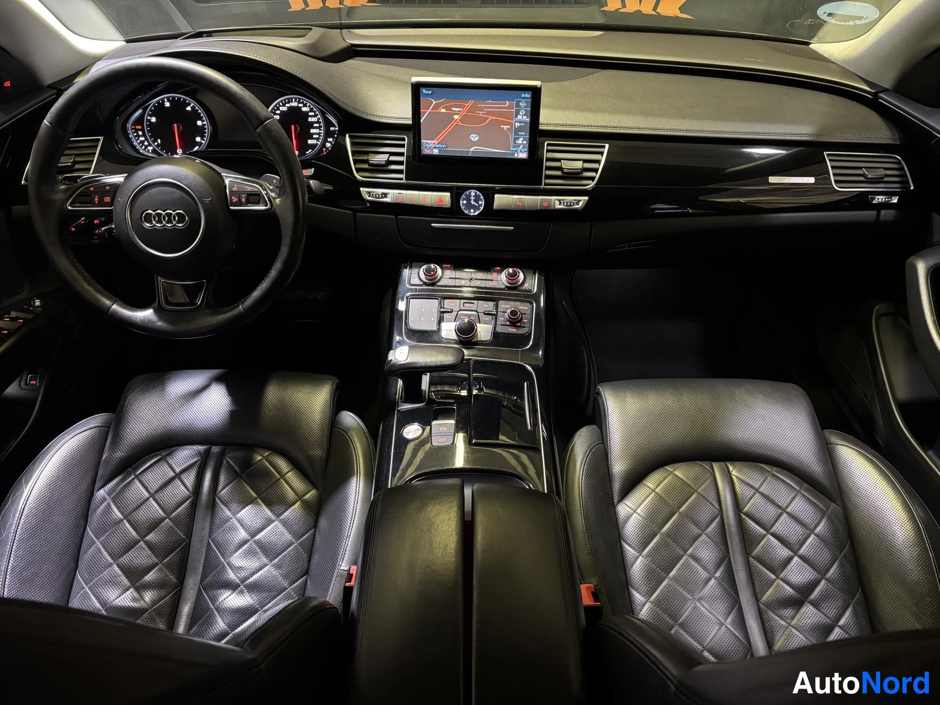 Black Audi A8 2015, cockpit, photo 7