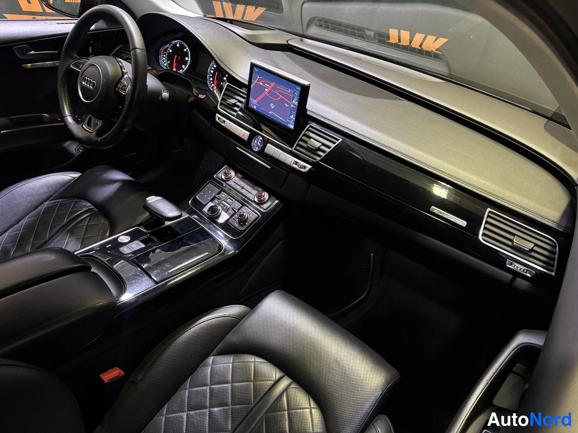 Black Audi A8 2015, cockpit, photo 8