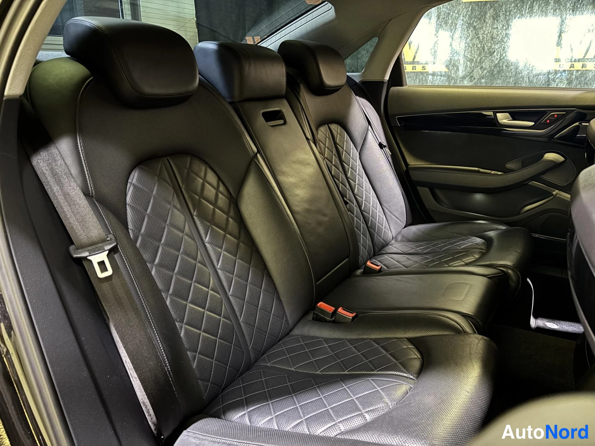 Black Audi A8 2015, rear seats, photo 11