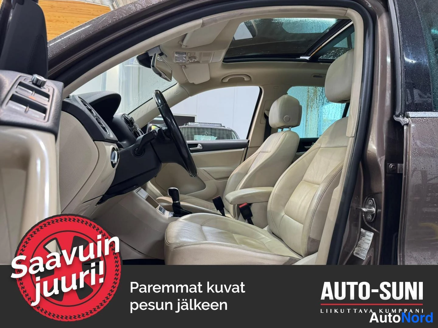 Ruskea Volkswagen Tiguan 2014, ohjaamo, kuva 5