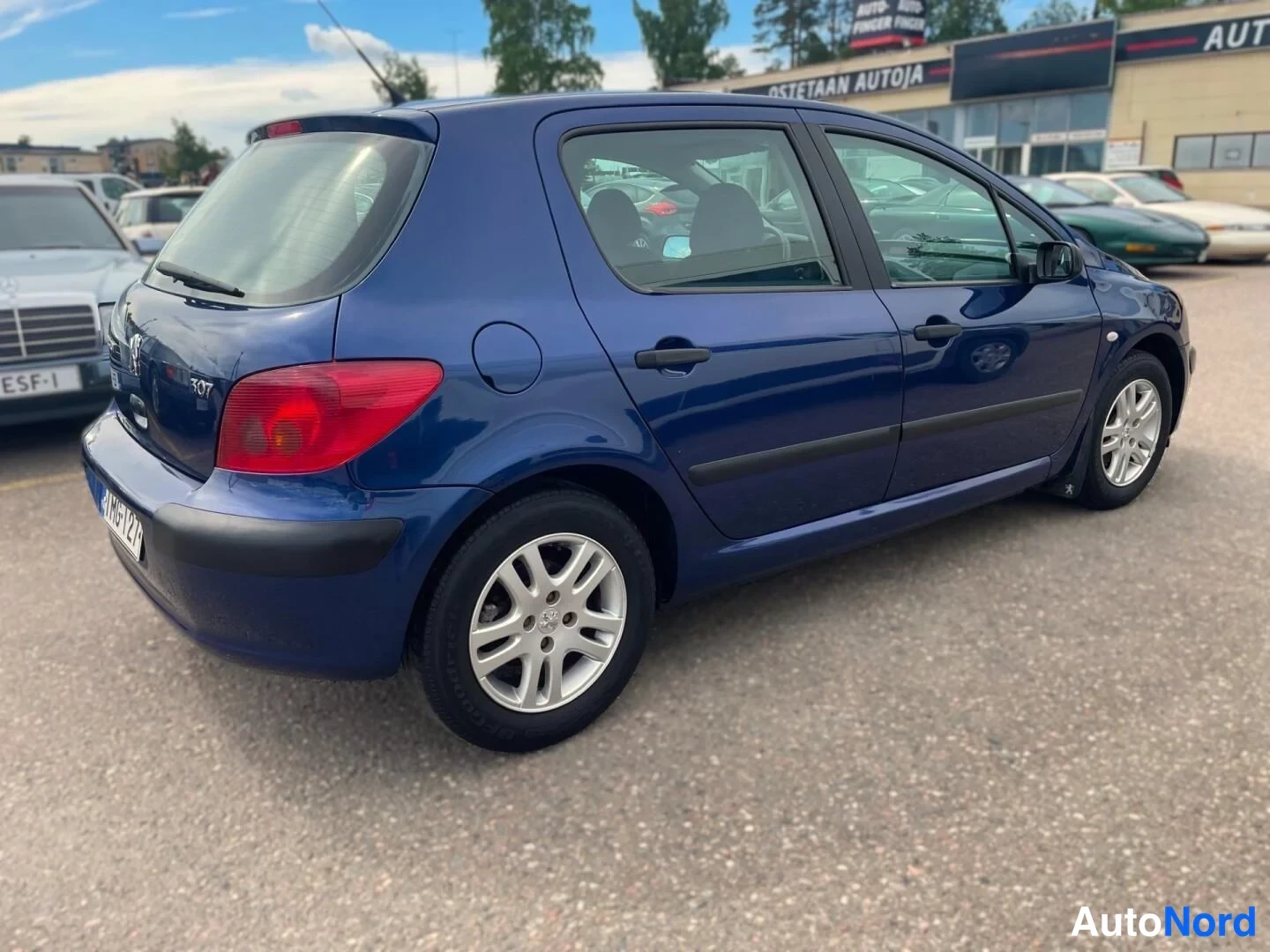 Blå Peugeot 307 2004, snett bakifrån, bild 9