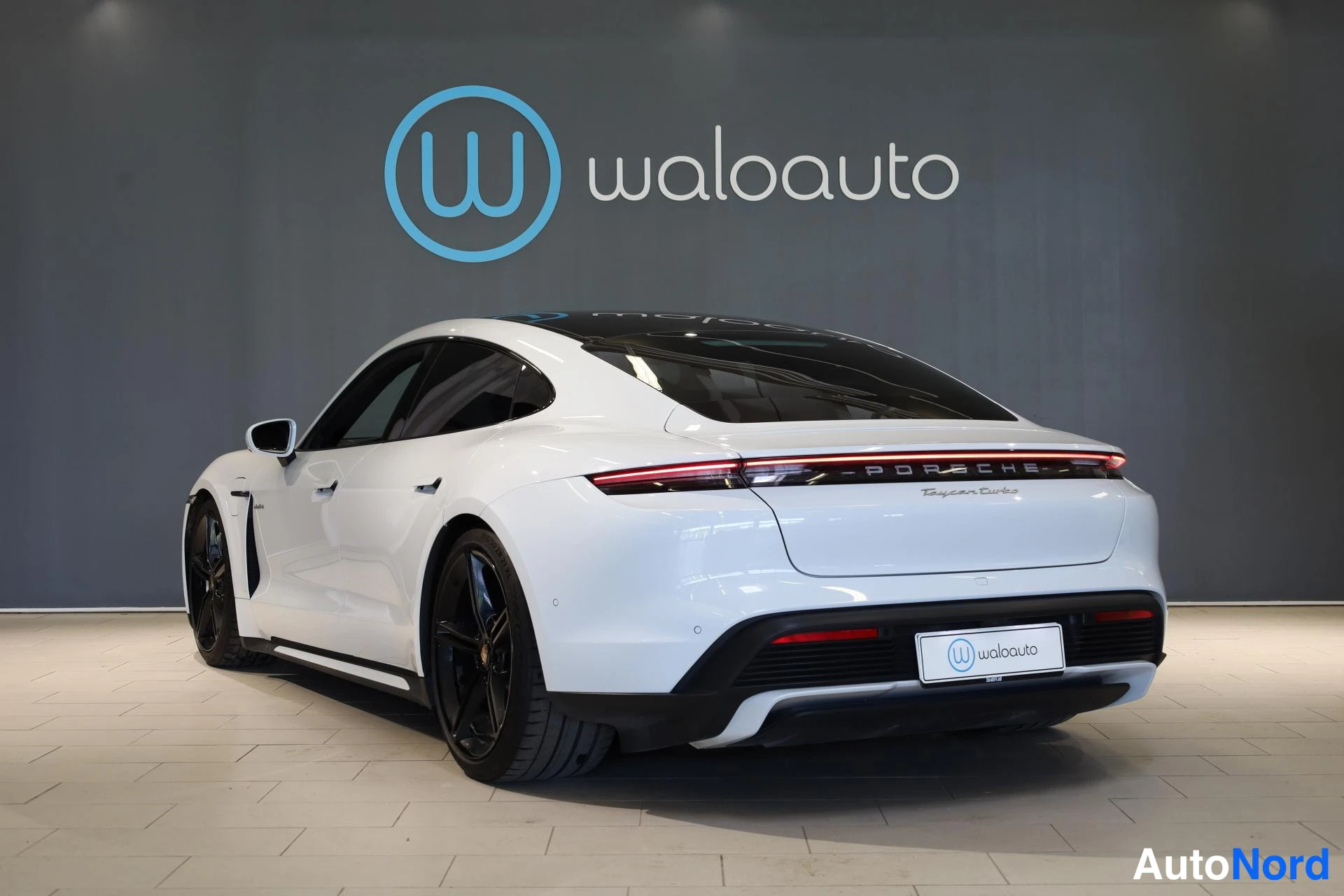 Valkoinen Porsche Taycan 2020, takaviisto, kuva 6