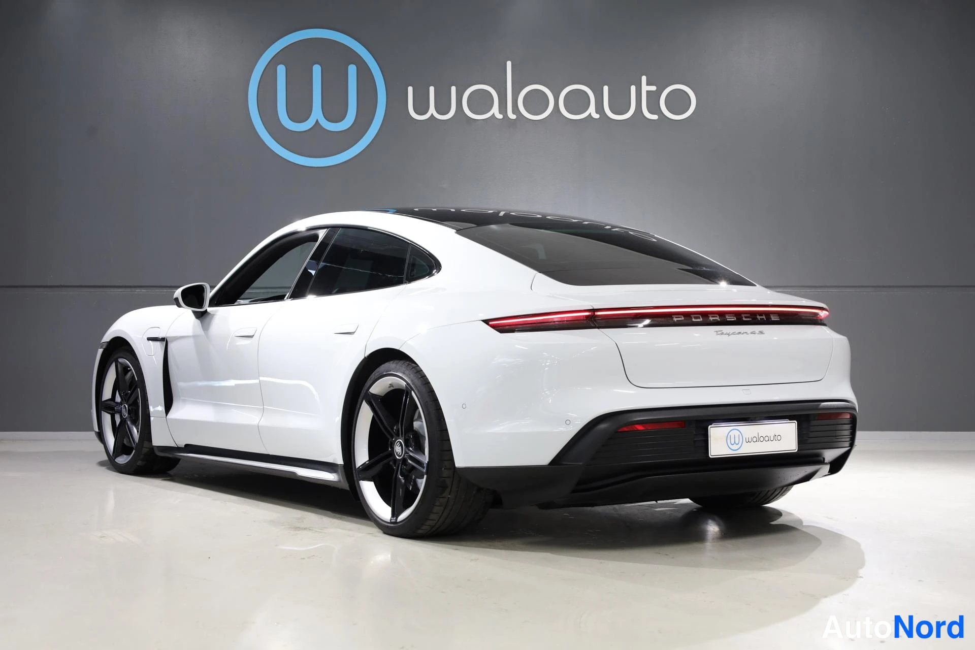Valkoinen Porsche Taycan 2020, takaviisto, kuva 7