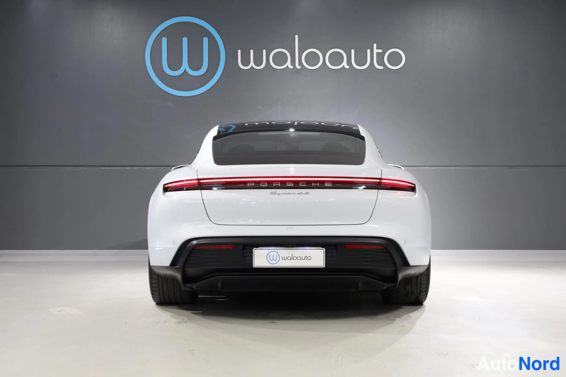 Valkoinen Porsche Taycan 2020, takaa, kuva 9